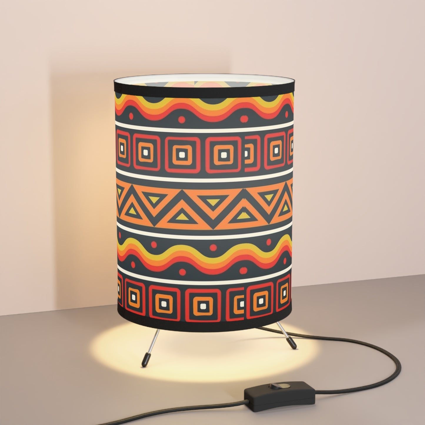 Tribal Tripod Lamp with High-Res Printed Shade